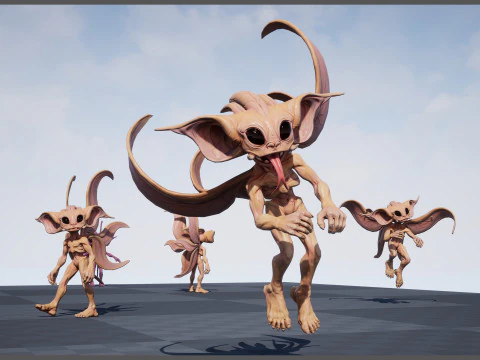 Pixie unreal unity 22 animations rig in maya 3D Model