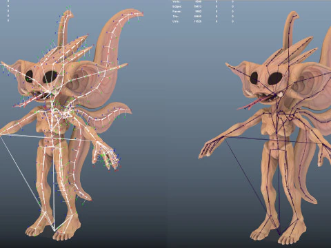 Pixie unreal unity 22 animations rig in maya 3D Model