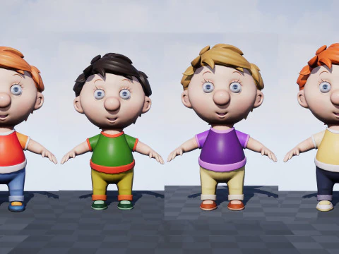 Boy unreal unity 19 animations rig in maya 3D Model