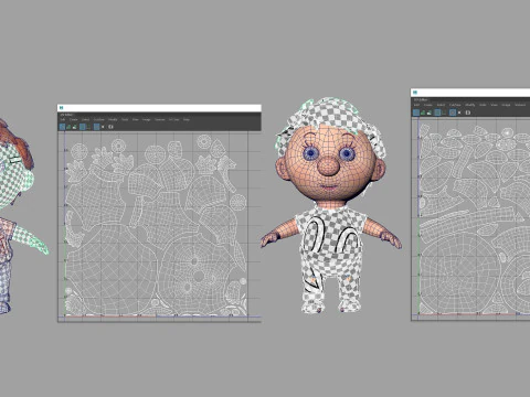 Boy unreal unity 19 animations rig in maya 3D Model