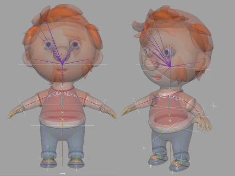 Boy unreal unity 19 animations rig in maya 3D Model