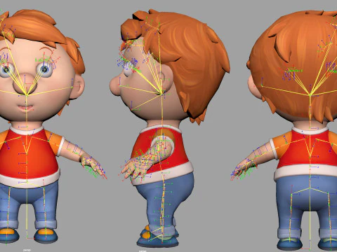 Boy unreal unity 19 animations rig in maya 3D Model
