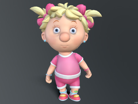 Girl Unreal Unity 19 animations rig en Maya Modèle 3D