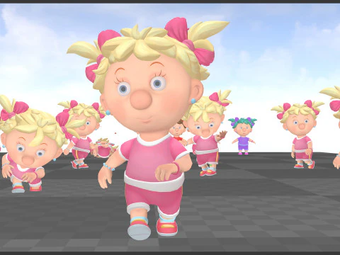 Girl unreal unity 19 animations rig in maya 3D Model