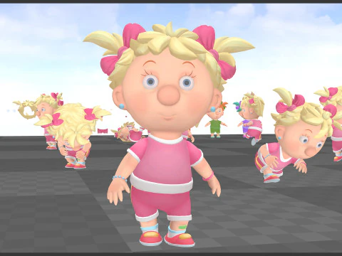 Girl unreal unity 19 animations rig in maya 3D Model