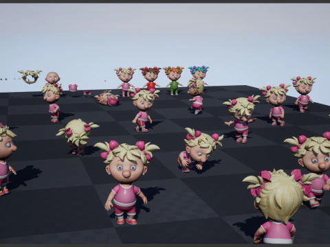 Girl unreal unity 19 animations rig in maya 3D Model