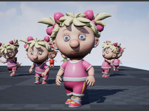 Girl unreal unity 19 animations rig in maya 3D Model