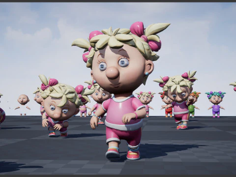 Girl unreal unity 19 animations rig in maya 3D Model