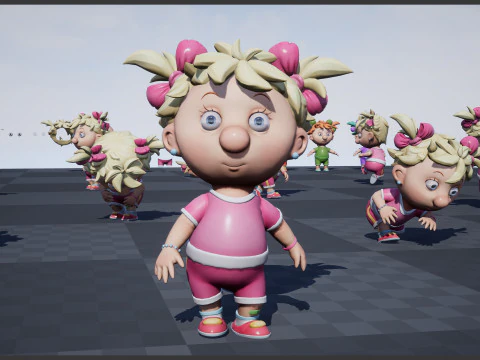 Girl unreal unity 19 animations rig in maya 3D Model