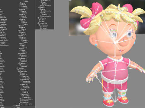 Girl unreal unity 19 animations rig in maya 3D Model