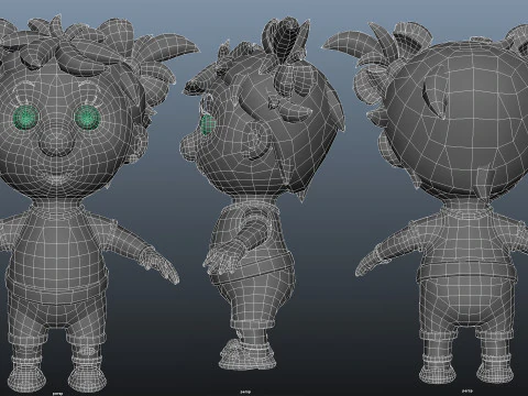 Girl unreal unity 19 animations rig in maya 3D Model
