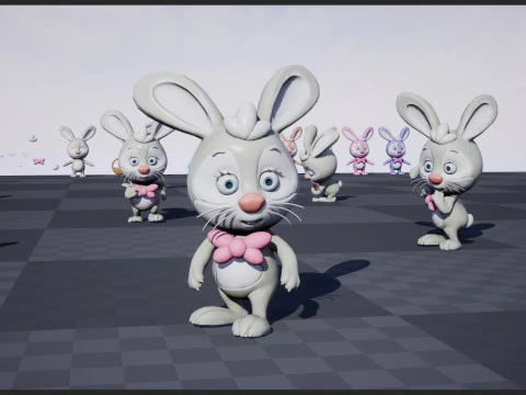 Rabbit unreal unity 17 animations rig in maya 3D Model
