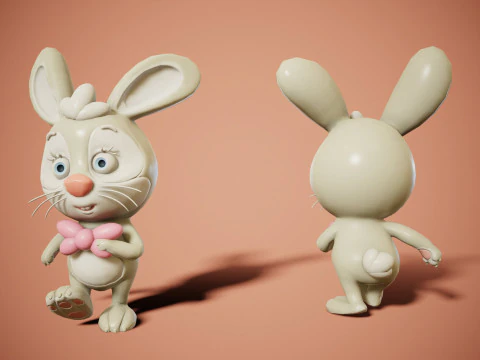 Rabbit unreal unity 17 animations rig in maya 3D Model