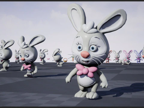 Rabbit unreal unity 17 animations rig in maya 3D Model