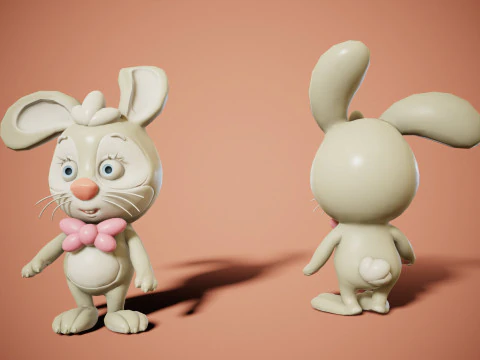 Rabbit unreal unity 17 animations rig in maya 3D Model