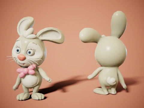 Rabbit unreal unity 17 animations rig in maya 3D Model