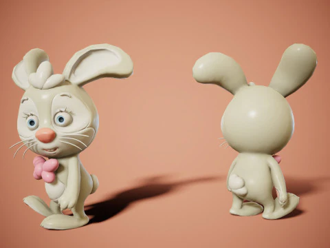 Rabbit unreal unity 17 animations rig in maya 3D Model
