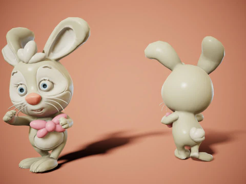 Rabbit unreal unity 17 animations rig in maya 3D Model