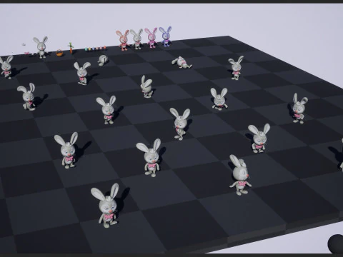 Rabbit unreal unity 17 animations rig in maya 3D Model