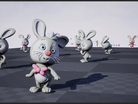 Rabbit unreal unity 17 animations rig in maya 3D Model