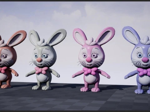 Rabbit unreal unity 17 animations rig in maya 3D Model