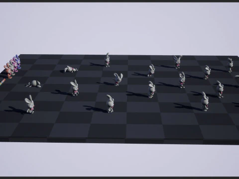 Rabbit unreal unity 17 animations rig in maya 3D Model