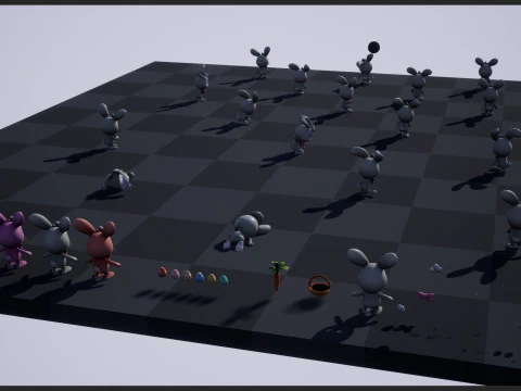 Rabbit unreal unity 17 animations rig in maya 3D Model