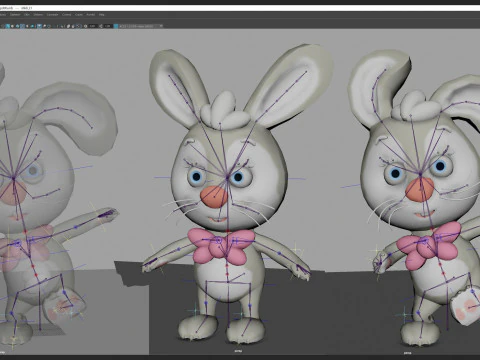 Rabbit unreal unity 17 animations rig in maya 3D Model