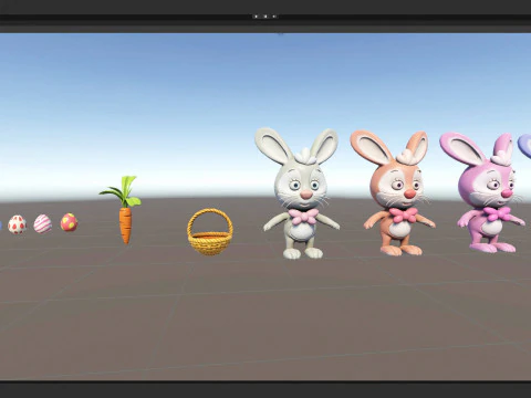 Rabbit unreal unity 17 animations rig in maya 3D Model