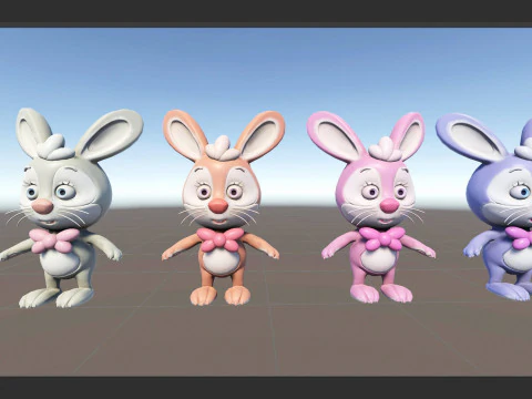 Rabbit unreal unity 17 animations rig in maya 3D Model
