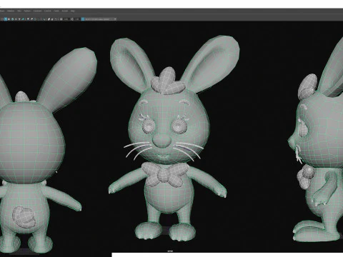 Rabbit unreal unity 17 animations rig in maya 3D Model