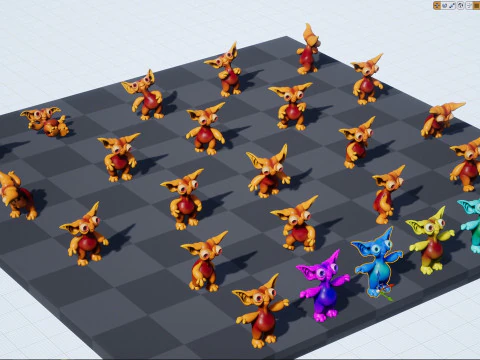 Cute monster unreal unity 19 animations fbx obj 3D Model