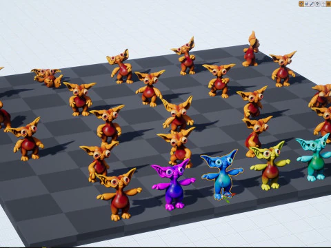 Cute monster unreal unity 19 animations fbx obj 3D Model