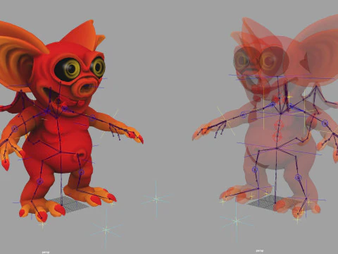 Demone stilizzato irreale unit&agrave; 18 animazioni rig in maya Modello 3D