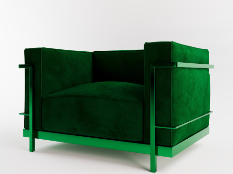 Велюровое кресло с каркасом 3D Модель