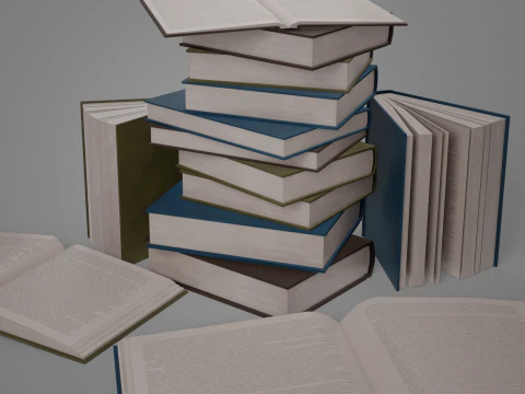 Realistic Low Poly Book and Paper Props Pack - Game-Ready PBR Low-poly 3D Model