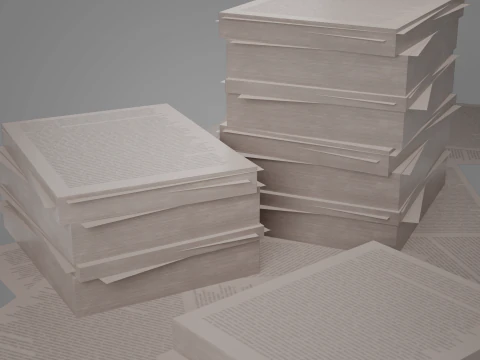 Realistic Low Poly Book and Paper Props Pack - Game-Ready PBR Low-poly 3D Model
