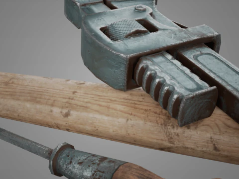 Vintage Hand Tools Pack Low Poly Game-Ready Tools PBR 2K 3D Model