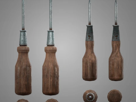 Vintage Hand Tools Pack Low Poly Game-Ready Tools PBR 2K 3D Model
