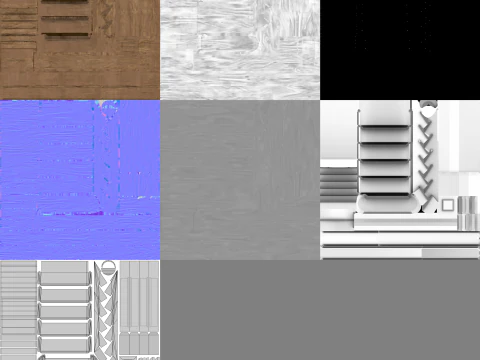 Modular Wooden Staircase Kit - Low Poly Game Ready Asset Pack 3D Model
