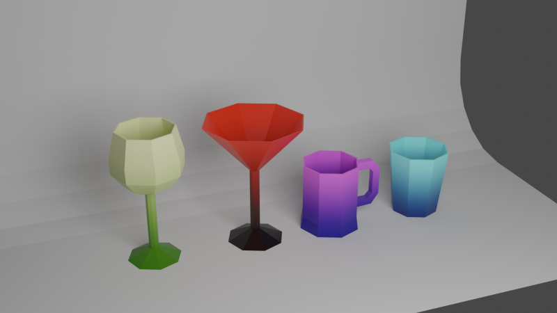 Low poly cups 3D Model .c4d .max .obj .3ds .fbx .stl .blend 