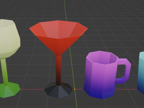 Low poly cups 3D Model