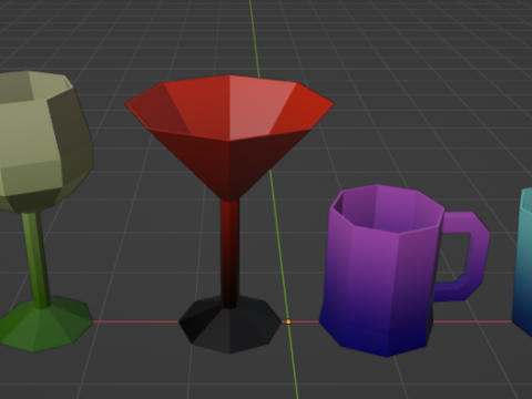 Low poly cups 3D Model