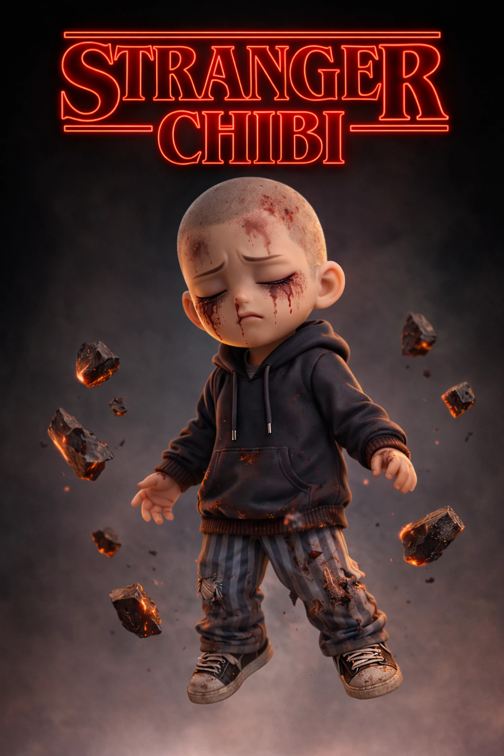 STRANGER CHIBI A Menina Psquica Final Season 80s Sci-Fi Chibi Collection 3D Print Model .c4d .max .obj .3ds .fbx .stl .blend 
