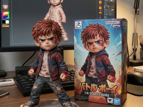 Menino aterrorizado stranger things 80s Sci-Fi Chibi Collection 3D Принт Модель