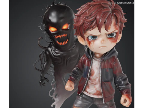 Menino aterrorizado Stranger Things 80s Sci-Fi Chibi Collection Modelo de Impressão 3D