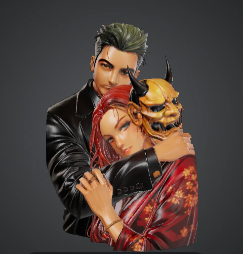 Onicoupleembracegoldmaskluxurycouple v01 Collection 3D Print Model .c4d .max .obj .3ds .fbx .stl .blend 