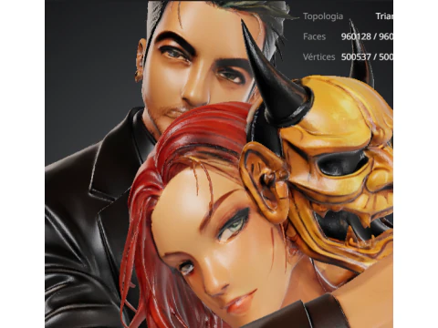 Onicoupleembracegoldmaskluxurycouple v01 Collection 3D Print Model