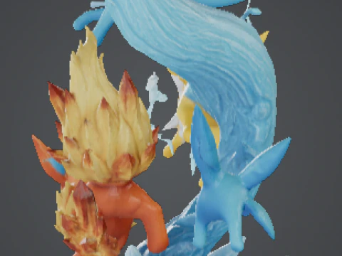 Pokemon Legendary Circle of Elemental Evolutions Fire Water Thunder and Shadow Ascension 3D Print Model
