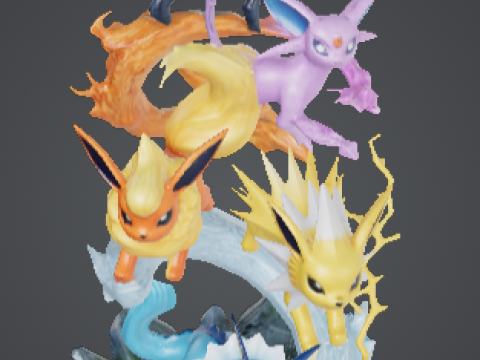 Pokemon Elemental Evolution Spiral 3D Collectible Statue 3D Print Model